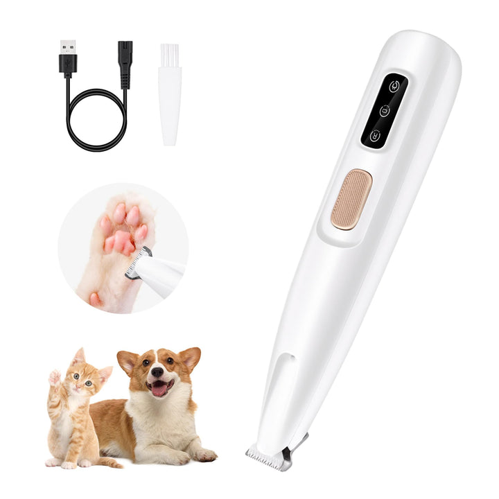 Quiet Rechargeable Pet Hair Trimmer with LED Light